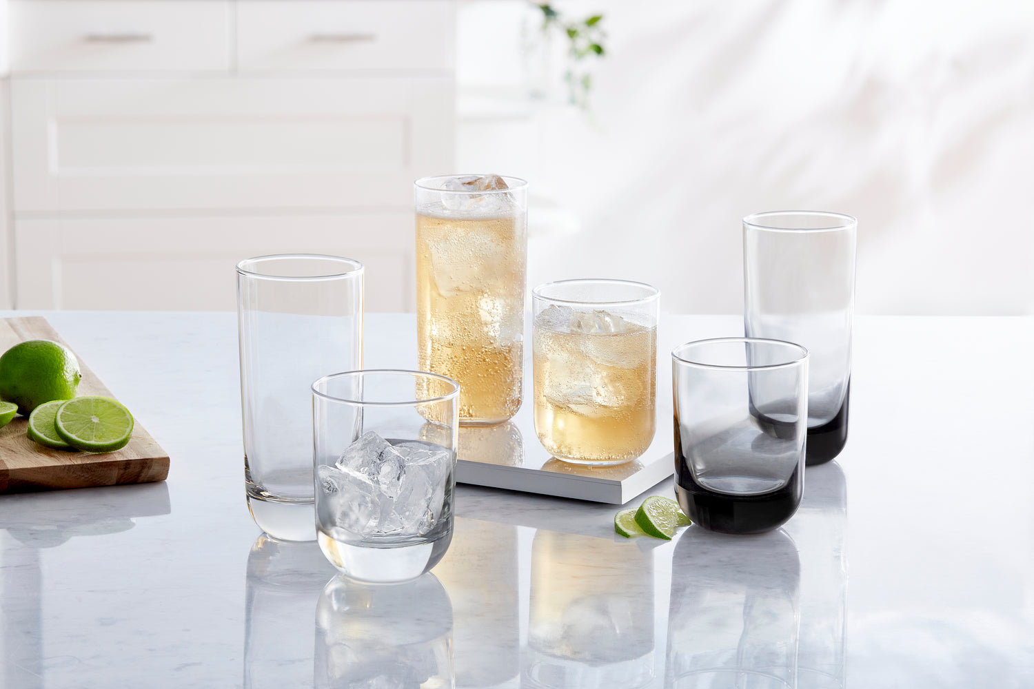 Drinking Glasses with Bamboo Lids and Straws 4 Pcs Set, Cute Pattern  Glassware S