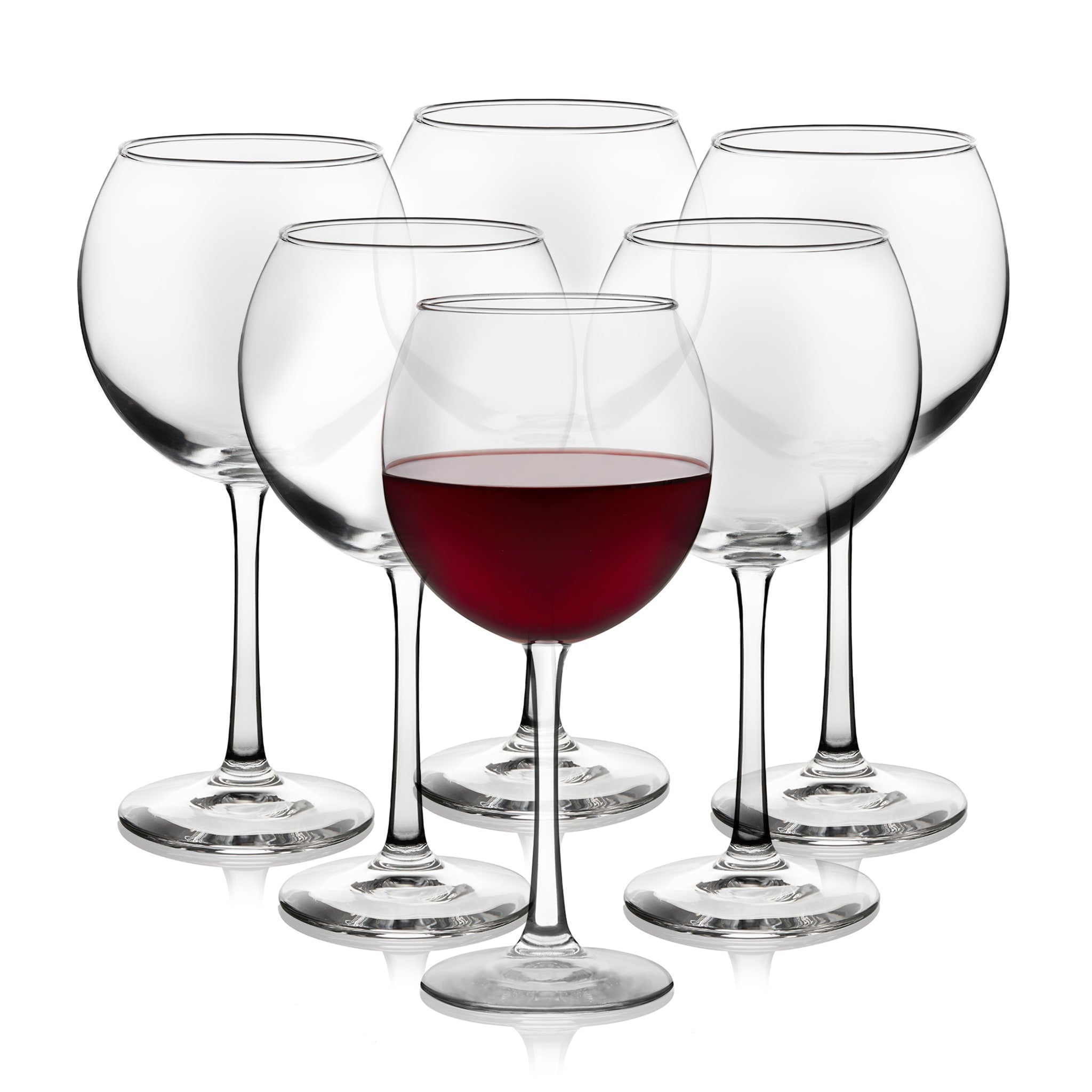 Libbey 89389 Vina Round Red Wine Goblets (Set of 6), 18 1/4 oz, Clear