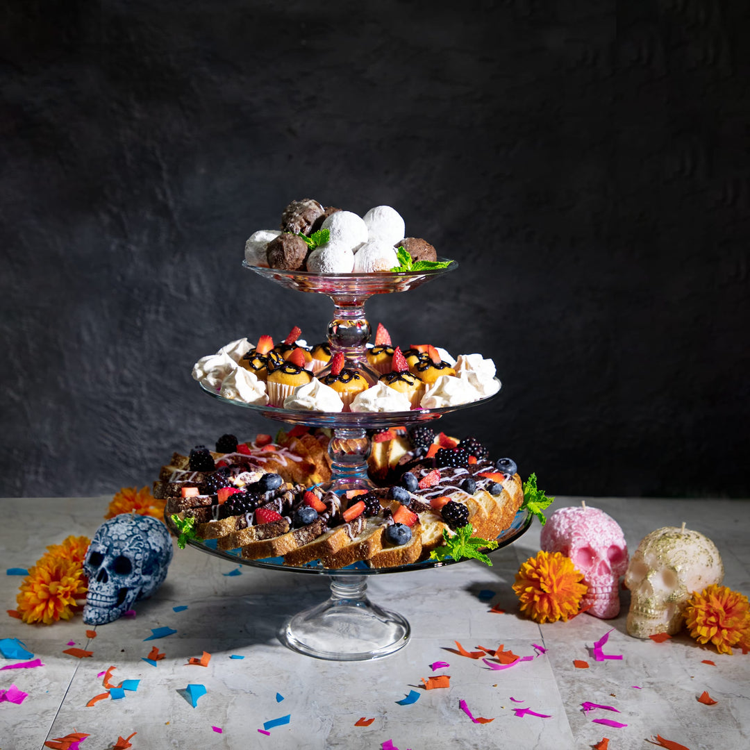 3 Tier Serving Tray Stand - Sturdy, Collapsible Gold Tiered Stand 3 Tier Serving Tray Stand - Sturdy, Collapsible Gold Tiered Stand