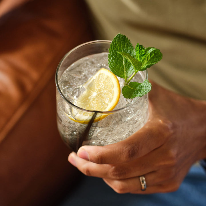 Dishwasher Safe Convenience: Designed for effortless cleanup, these glasses retain their striking black ribbon detail and clarity wash after wash.