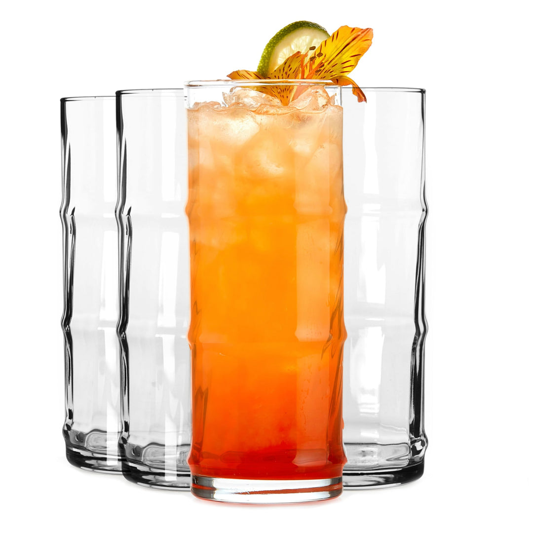 Long and lean highball glass is perfect for mixing tiki cocktails or non alcoholic juices and soft drinks