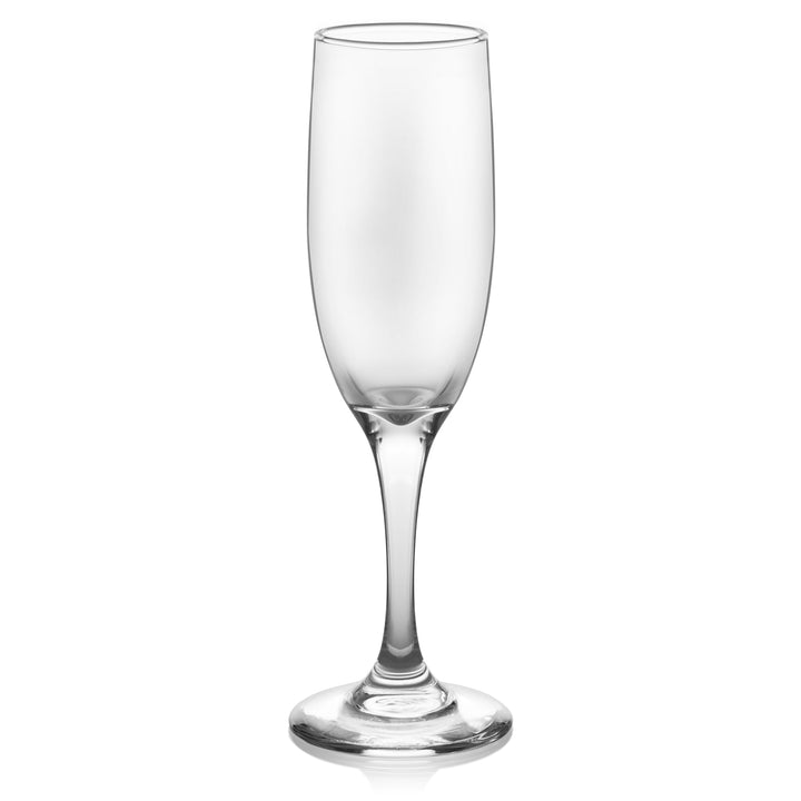 Includes 12, 6-ounce flute glasses