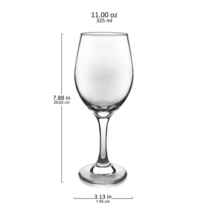 Includes 4, 11-ounce white wine glasses (3.13-inch diameter by 7.88-inch height)