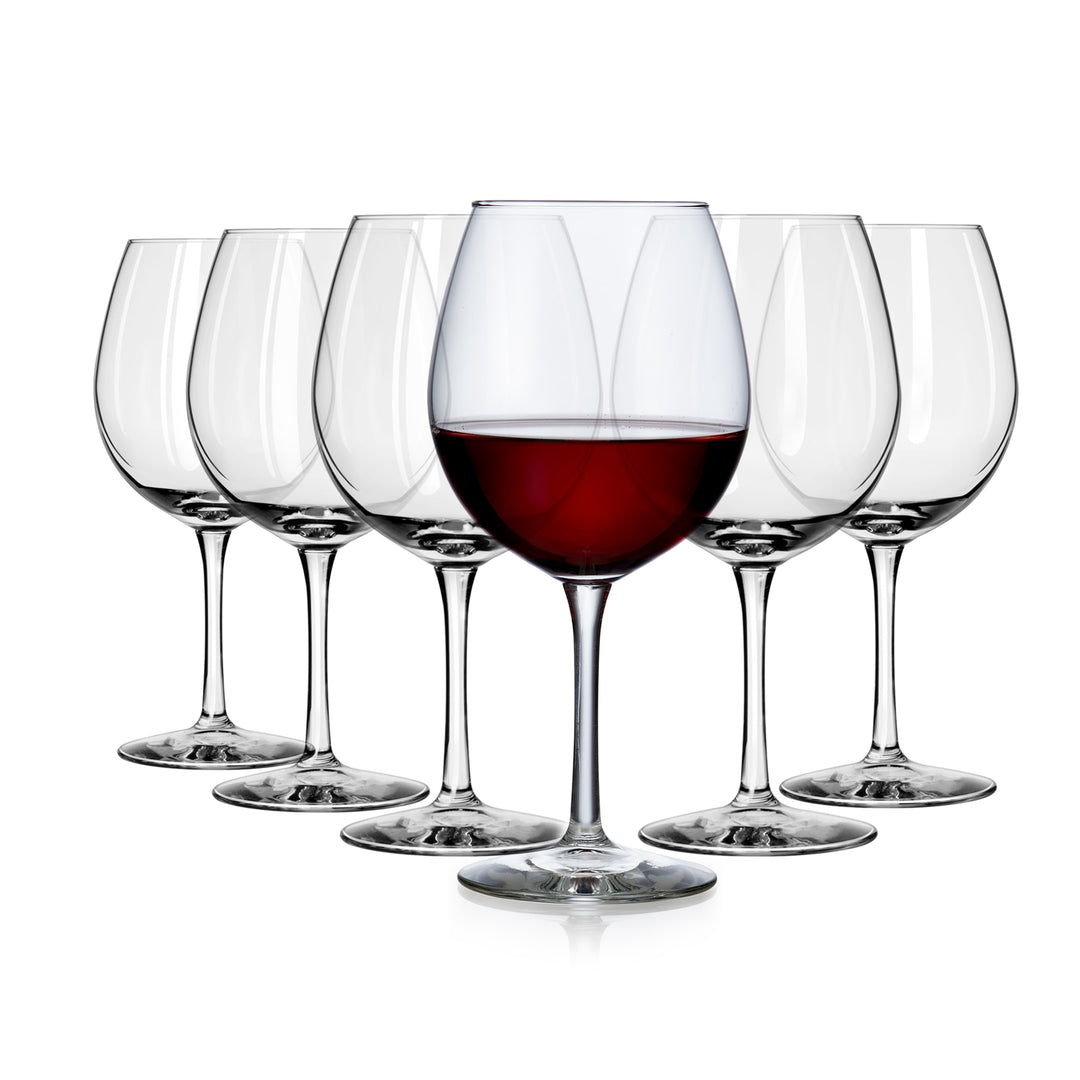 Deep-bowled red wine glass combines simplicity and style for serving bolder varietals