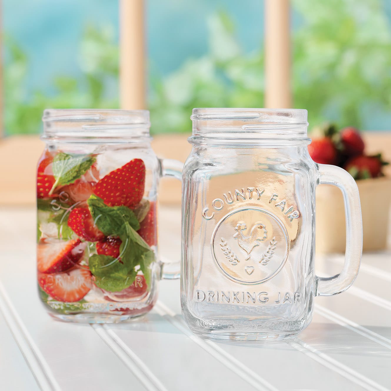 Libbey County Fair Glass Drinking Jars, 16.5 ounce, Set of 12