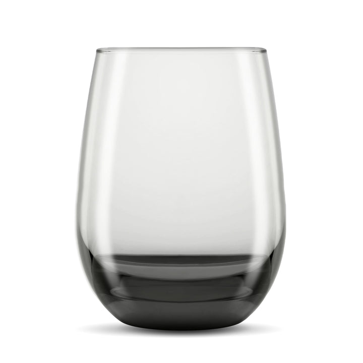 Includes six 15.25-ounce stemless colored wine glasses (3.5-inch diameter by 4.5-inch height)