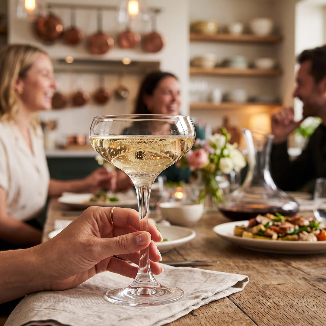 Curvaceous Perception tumblers coordinate with wine options to complete your beverage service and bar tabletop presentation