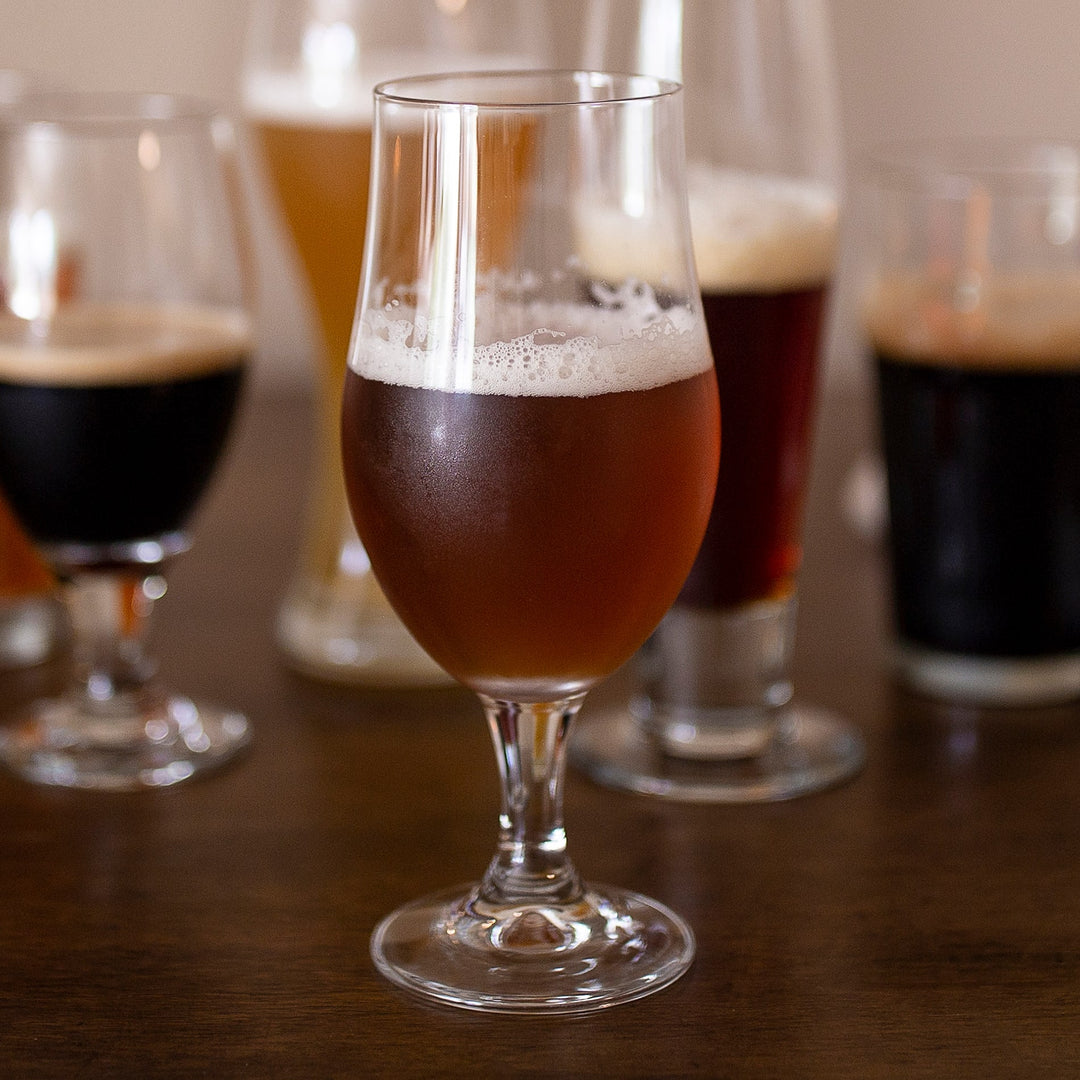 Includes 6, 16.5-ounce stemmed Belgian ale beer glasses