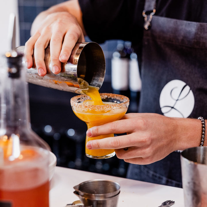 Stemless design and shallow bowl create lightweight, yet durable cocktail glasses to prevent spilling and breaking