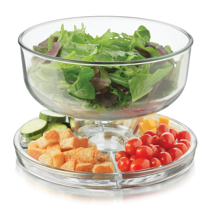 Service en verre multi-usages 6 en 1 Libbey Selene, bol à punch, bol à chips et à trempette, présentoir à gâteaux