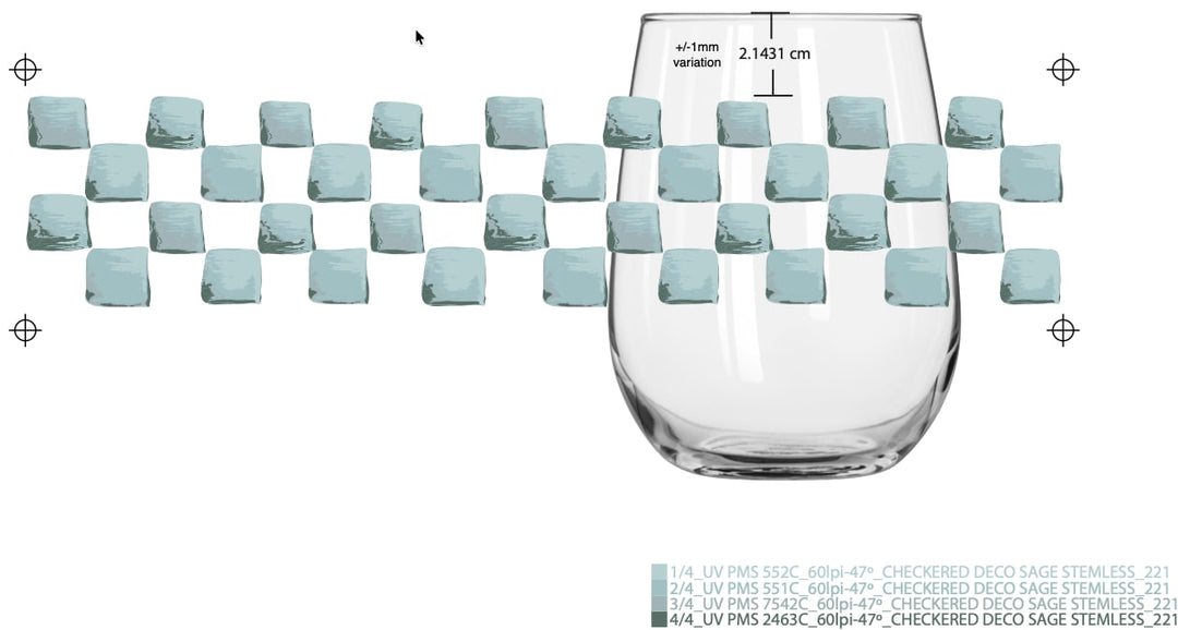 221/AS7F6W Checkered Sage Stemless Wine 17 oz. 12/Case