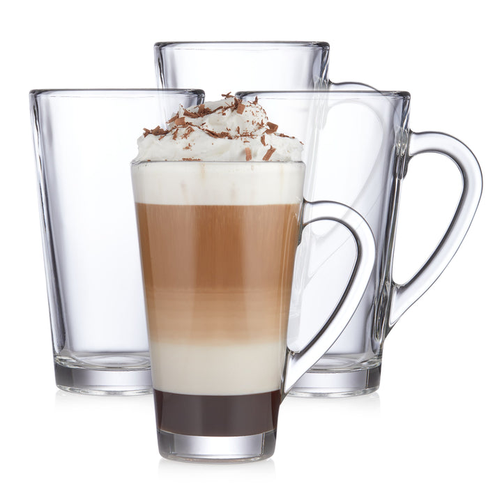 Extra-tall glass mug is a versatile choice for warm beverages including coffee, tea, lattes and more