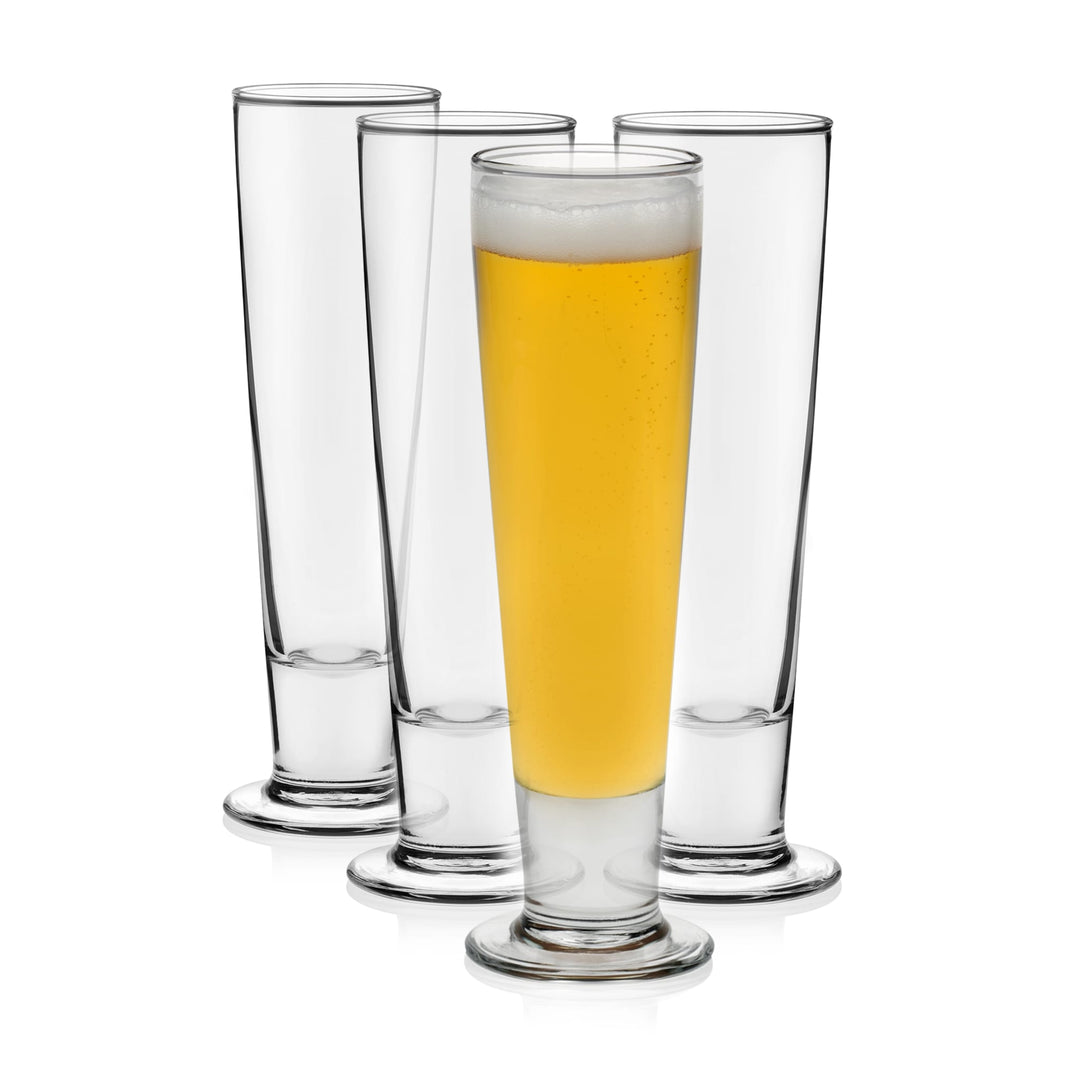 Make an impression on your guests with these stylish, European-designed beer glasses — four 14.5-ounce pilsner beer glasses