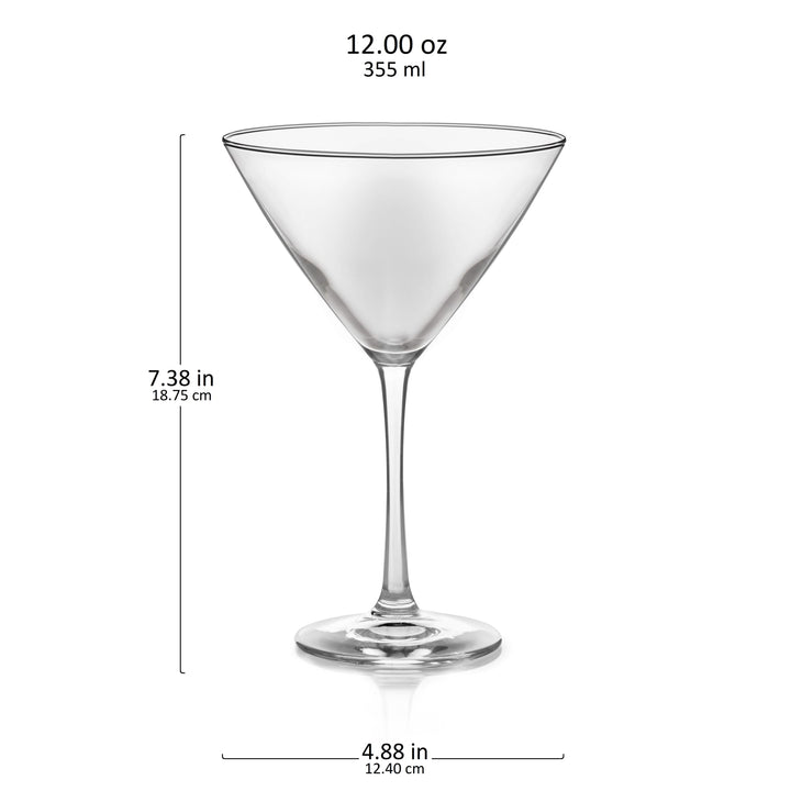 Includes 6, 12-ounce martini glasses