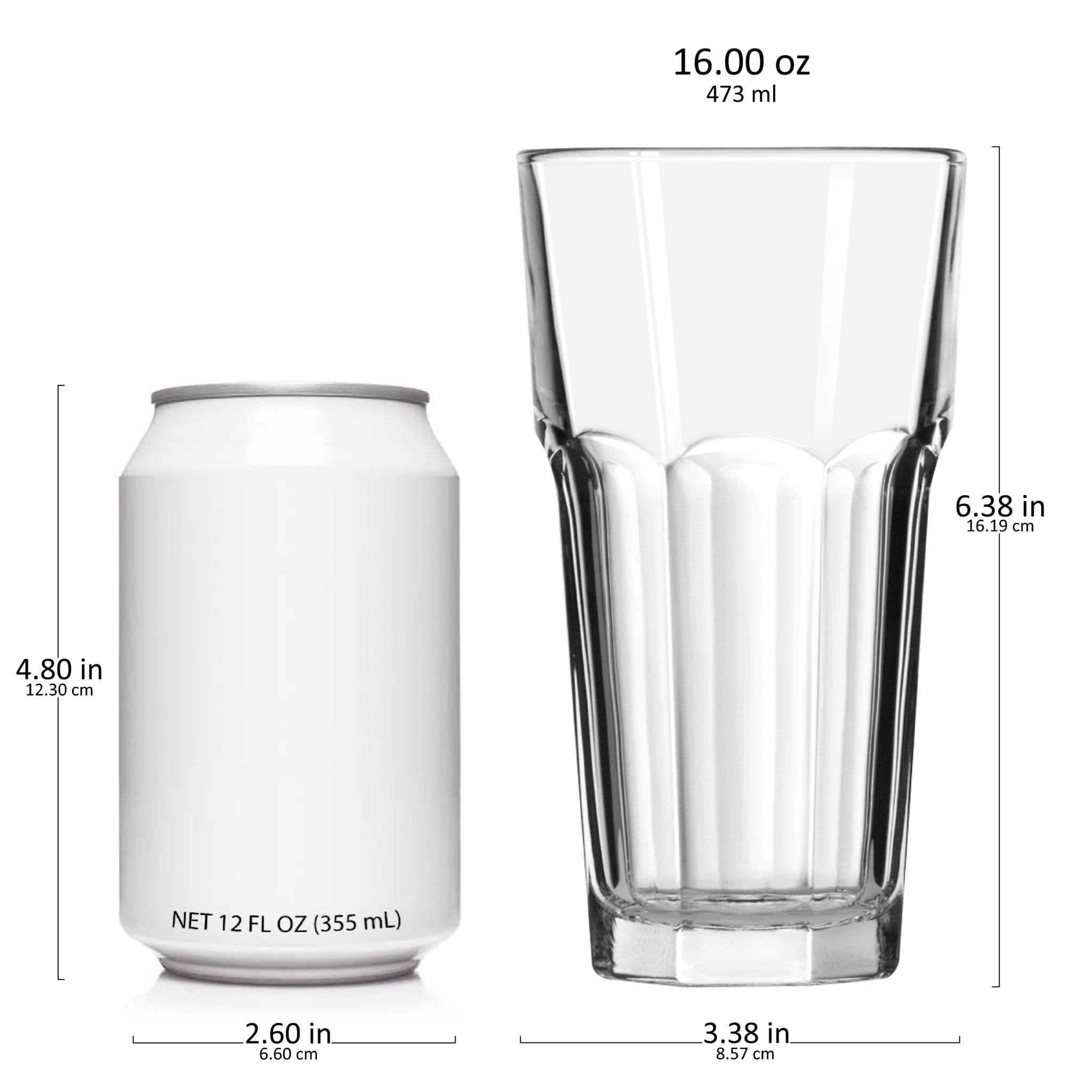 Libbey Gibraltar DuraTuff Cooler Glasses, 16 Ounce, Set of 12