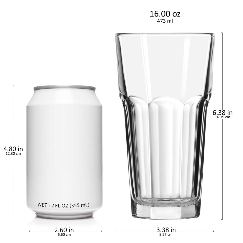 16-ounce capacity is perfect for sodas, iced tea, water, lemonade, beer, or mixed drinks.