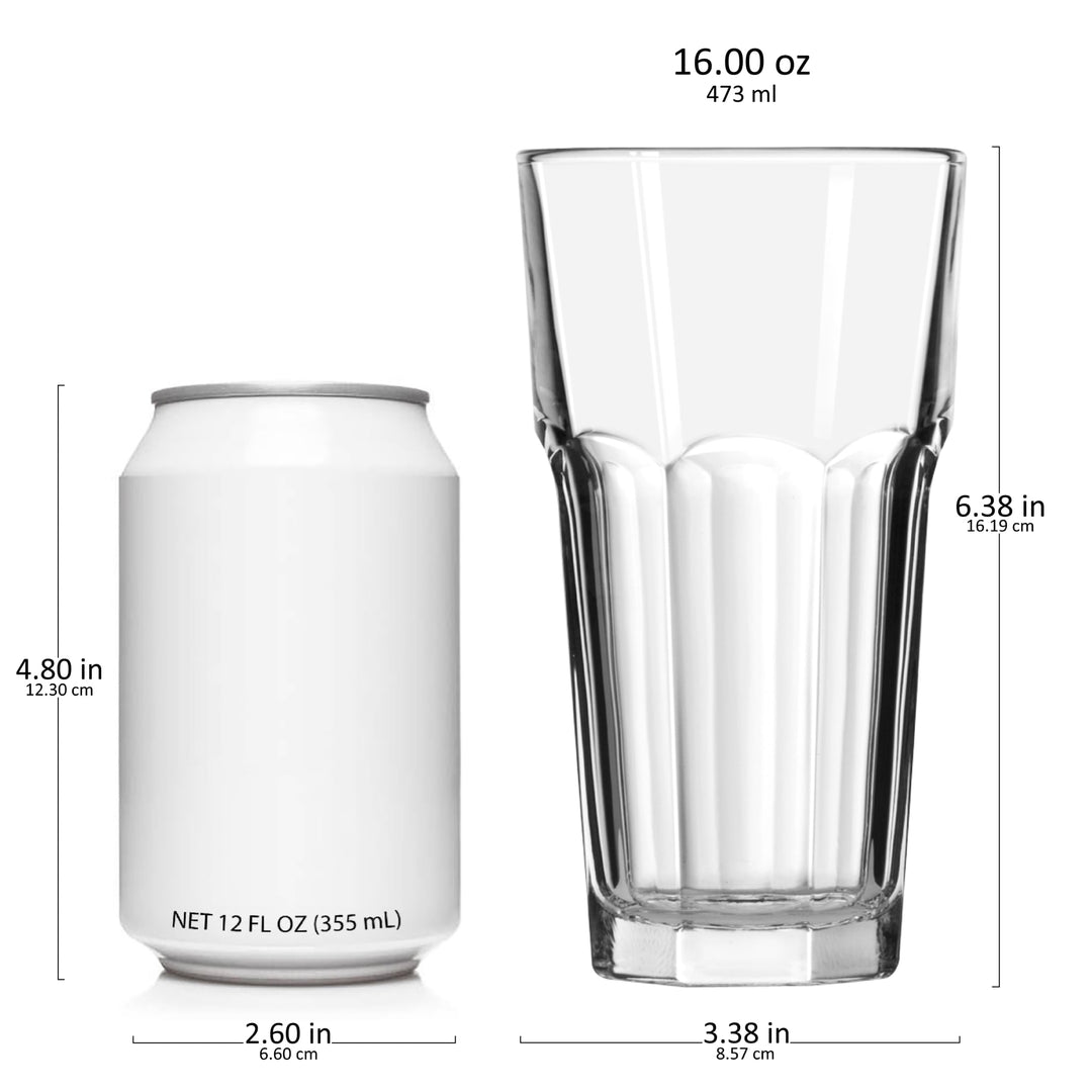 16-ounce capacity is perfect for sodas, iced tea, water, lemonade, beer, or mixed drinks.
