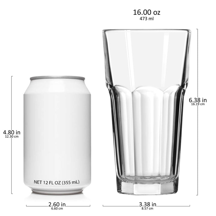 16-ounce capacity is perfect for sodas, iced tea, water, lemonade, beer, or mixed drinks.