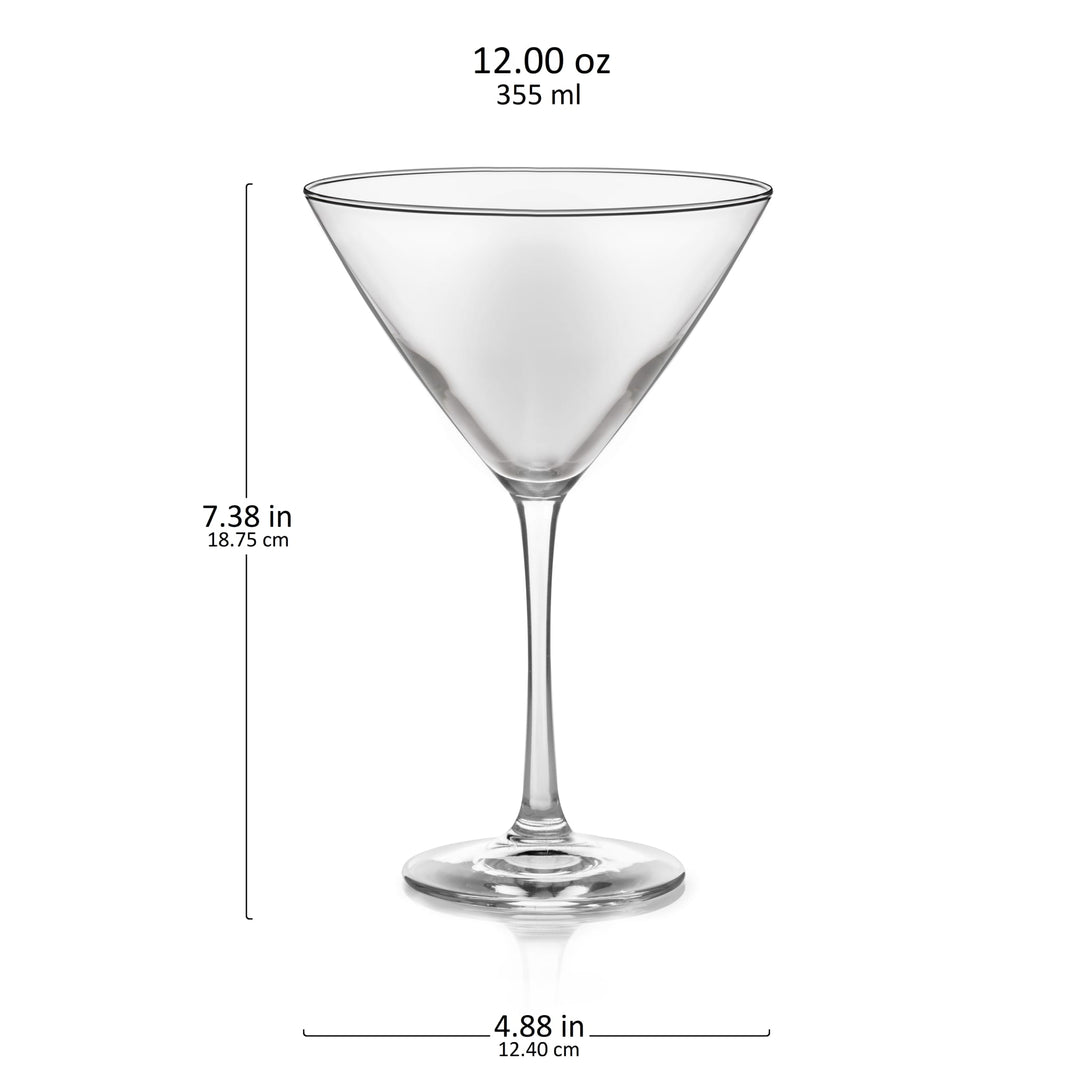 Includes 6, 12-ounce martini glasses