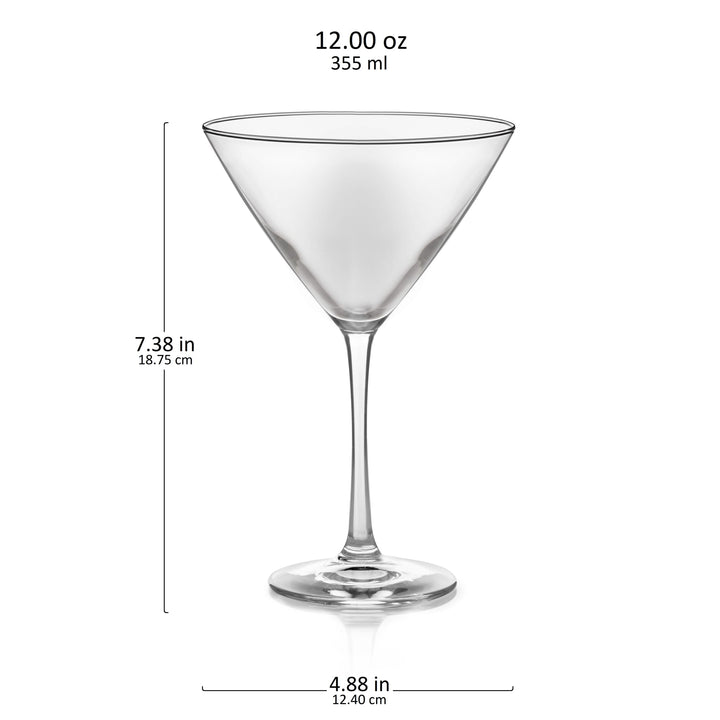 Includes 6, 12-ounce martini glasses