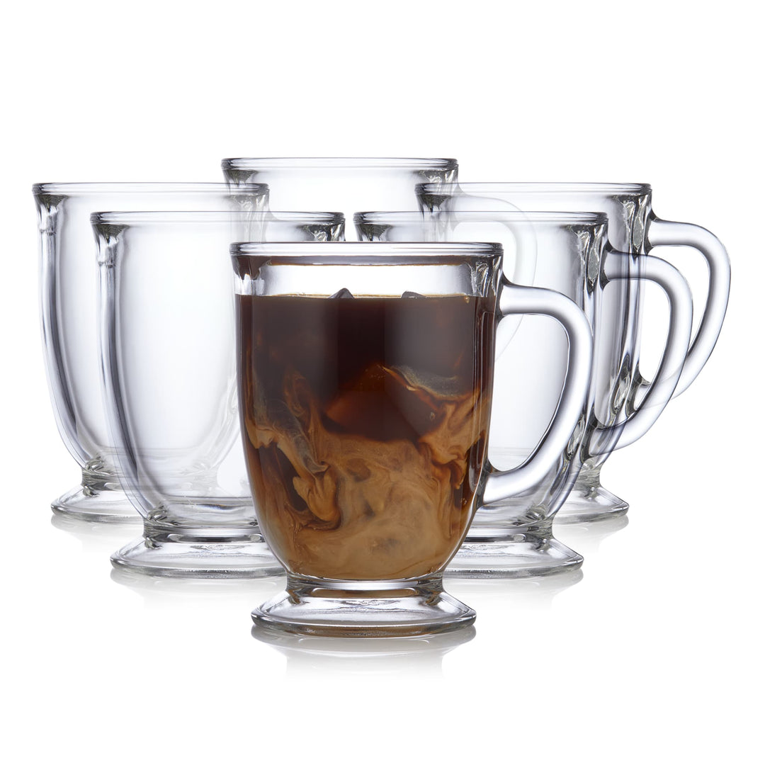 buy glass coffee cups Libbey Kona Glass Coffee Mugs, 16 ounce, Set of 6