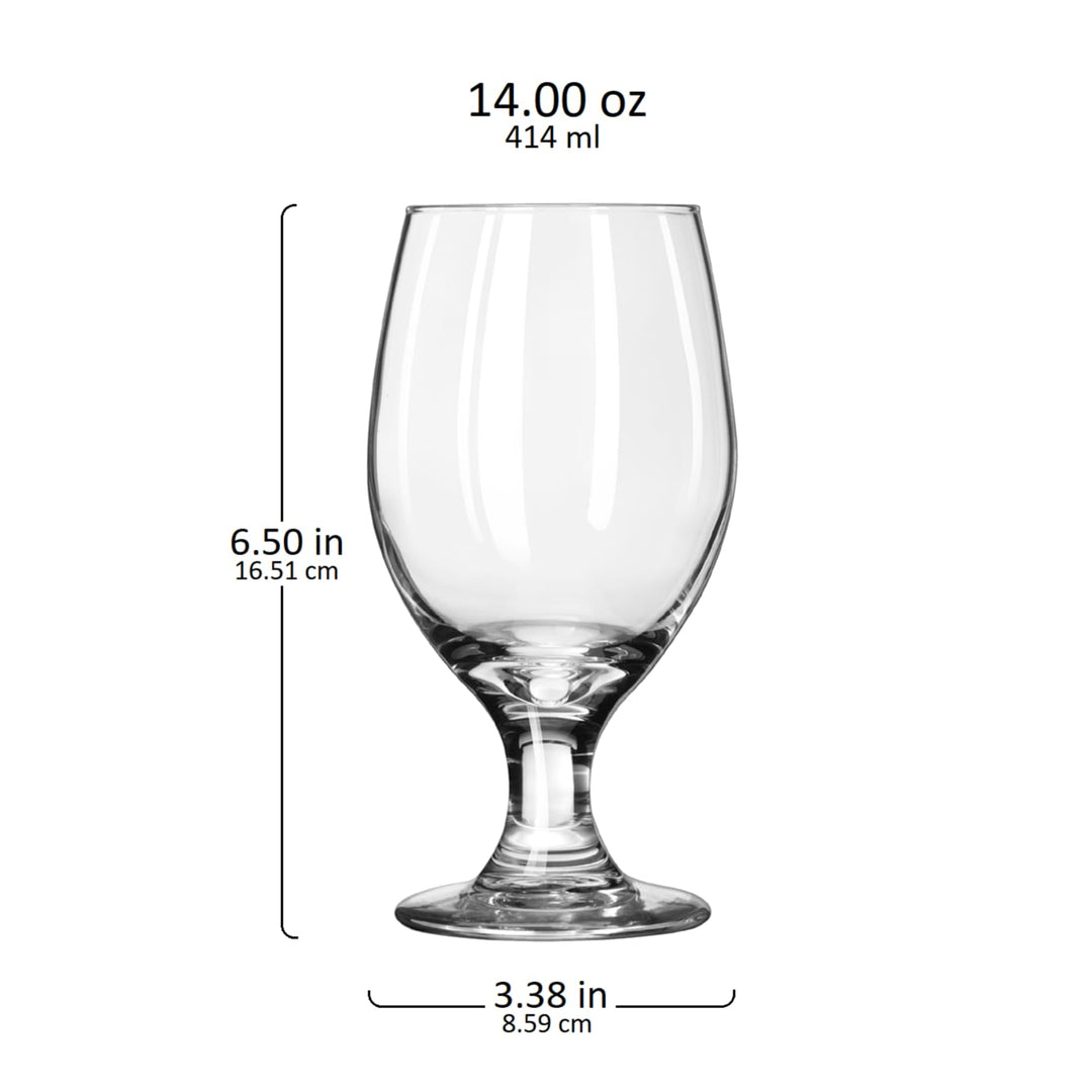 Includes 12, 14 ounce banquet goblets (3.38 inch diameter x 6.5 inch height)