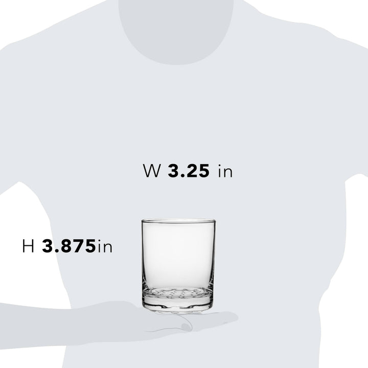 Includes eight 12.75-ounce glasses (3.25-inch diameter x 3.88-inch height)