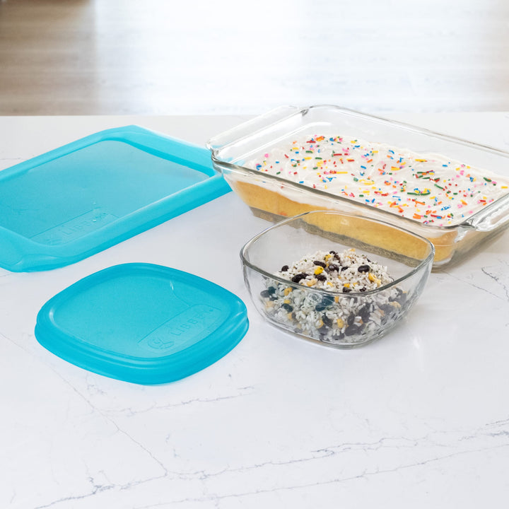 Durable glass is microwave, oven, freezer, and dishwasher safe for versatile everyday use.