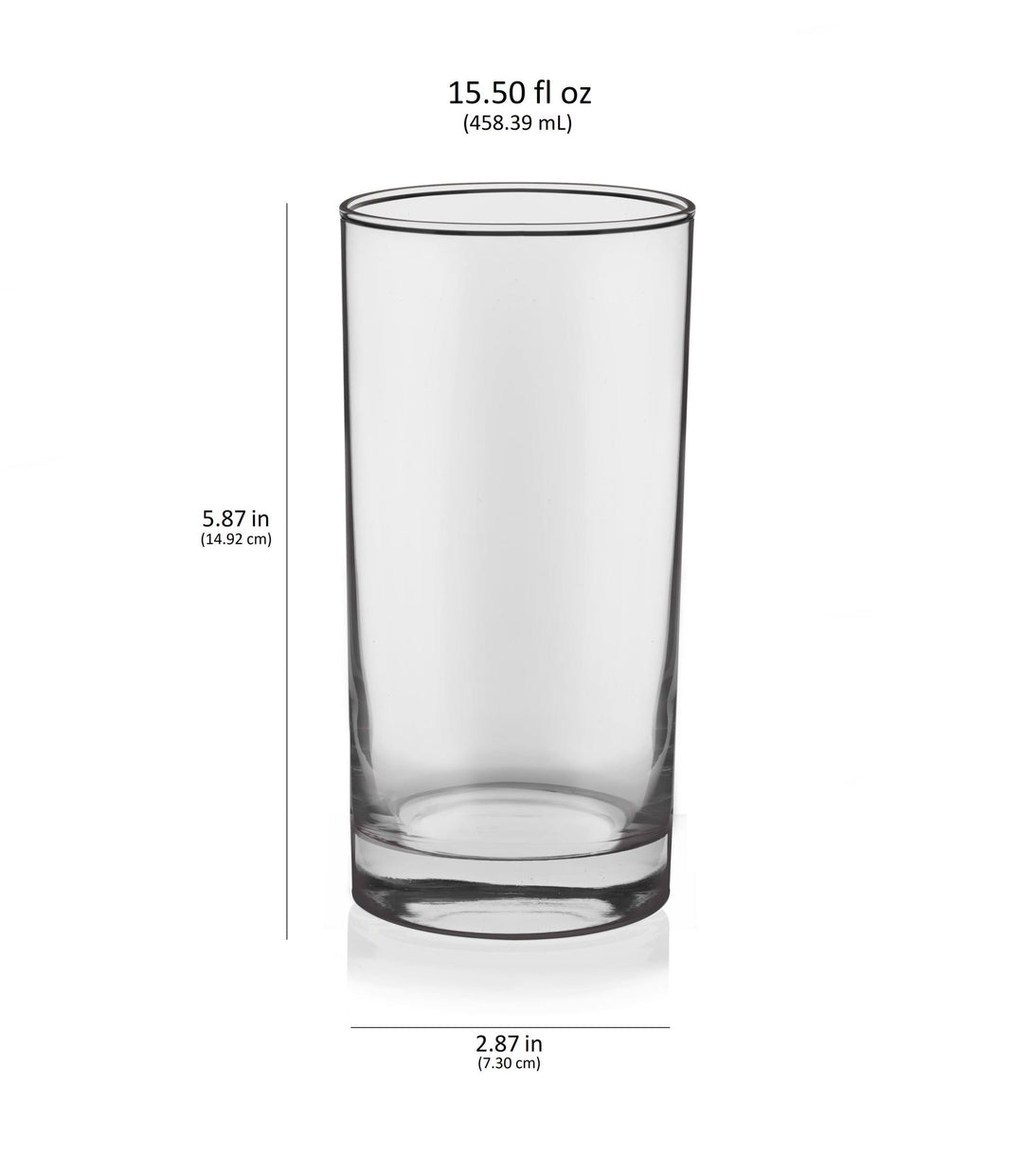 Includes 8, 15.5-ounce cooler/tumbler glasses (2.8-inch diameter x 5.8-inch height)