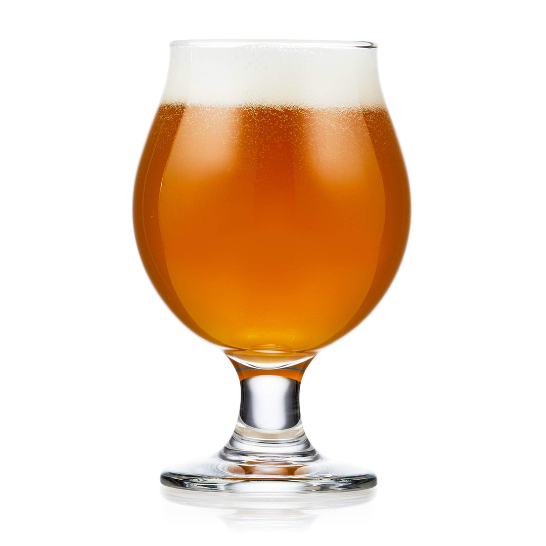 Enjoy traditional Belgian beer styles in this tulip-shaped craft beer glass