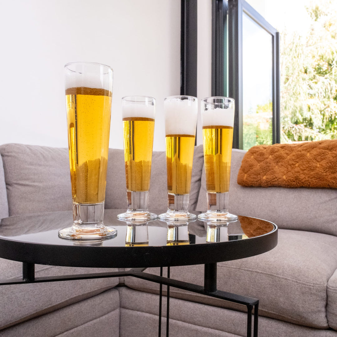 Slender glass design enhances the flavor profile of your favorite beers — from Pilsner, Kolsch, and Lager to Bock, Hefeweizen, and Witbier
