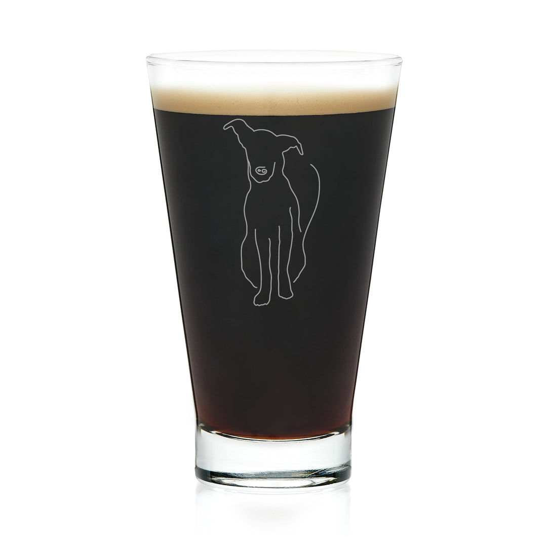 Versatile highball glass features sophisticated dog illustration and is perfect for serving cocktails, water, soda, smoothies and more