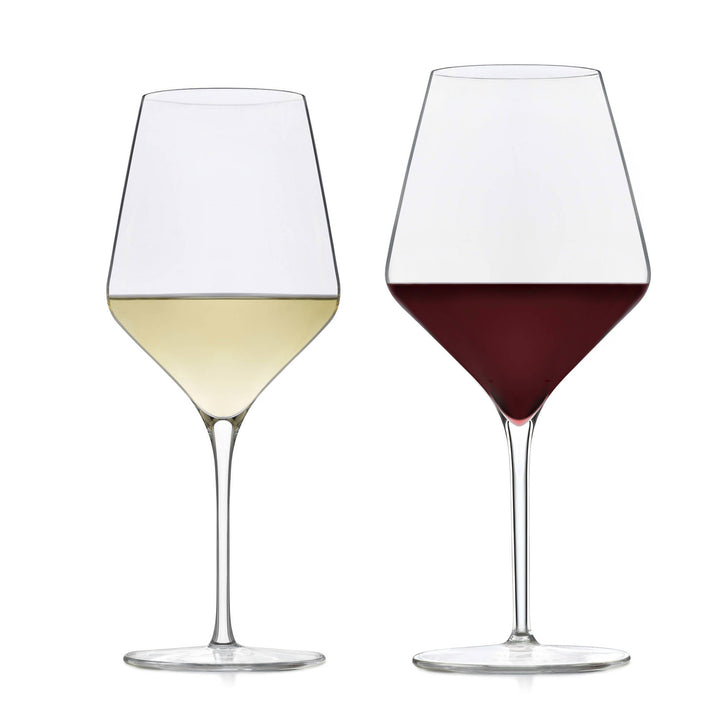 Easy-to-hold and swirl combination set of stemmed wine glasses — six 24-ounce red wine glasses and six 20-ounce white wine glasses