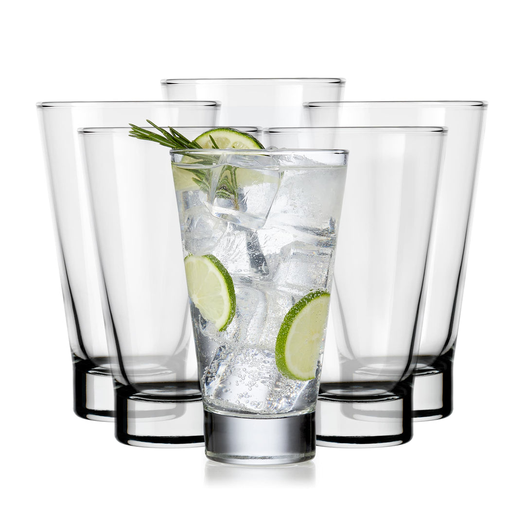 Highball glass is suited for beer, fizzy pops, lemonade and simple cocktails