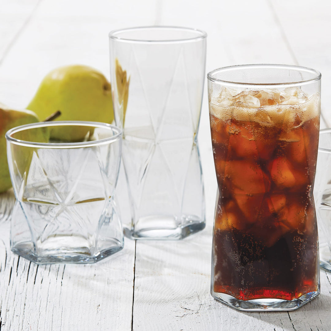 Entertain your guests with our fun geometric angle glassware, designed to captivate and delight