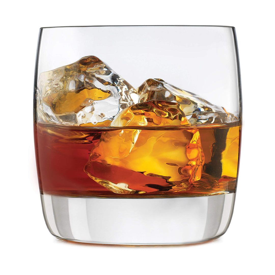 Classy, compact rocks glasses with heavy base and wide rim for all your entertaining needs — eight 12-ounce double old-fashioned rocks glasses
