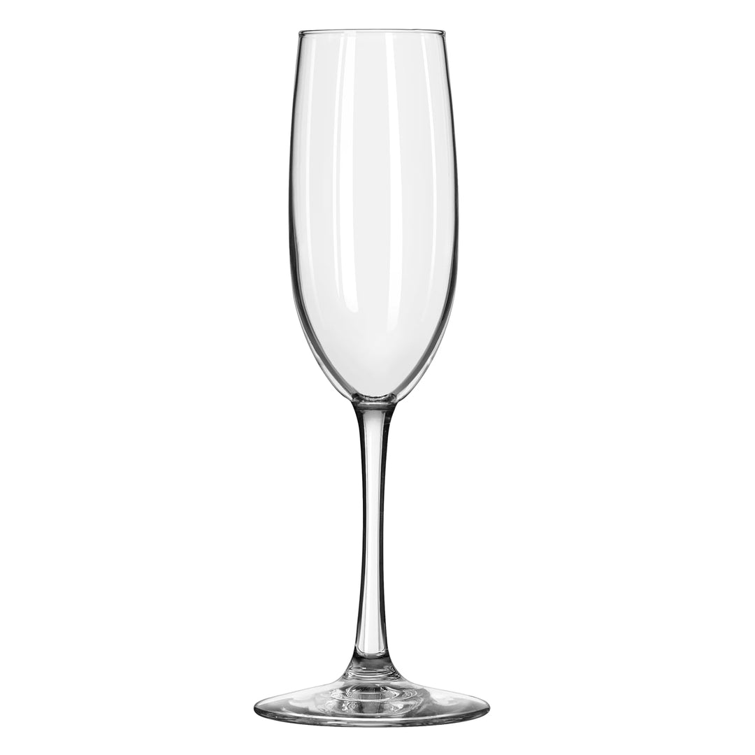 Includes 12, 8-ounce flute glasses (3.25-inch diameter x 9.25-inch height)