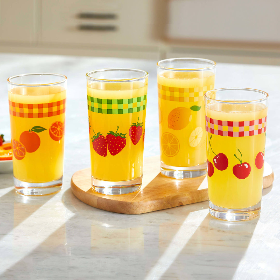 Includes 4, 11-ounce juice glasses