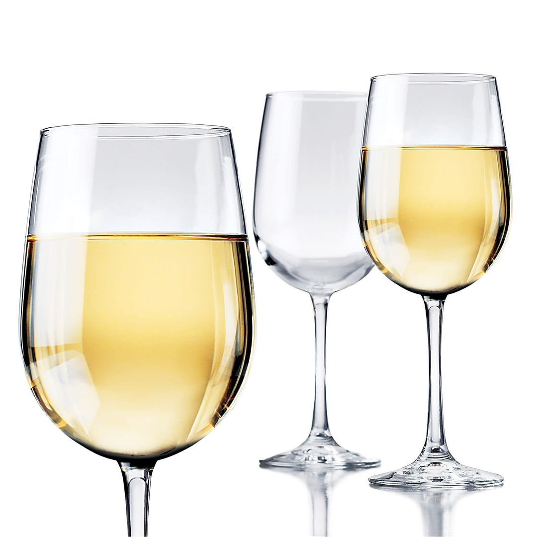 Includes 6, 18.5-ounce white wine glasses (3.625-inch diameter x 9.125-inch height)