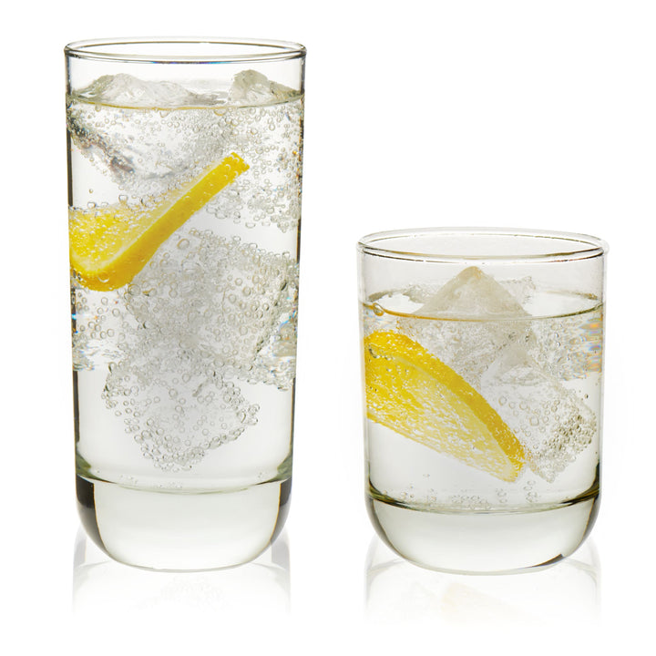 Libbey Polaris 16 Piece Tumbler and Rocks Glass Set, Clear