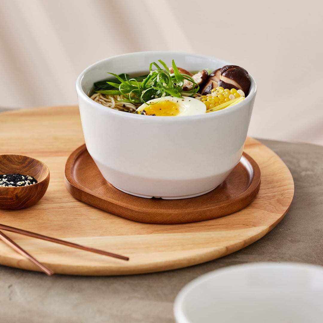 Modern colorblocked ceramic dinnerware with architectural elements