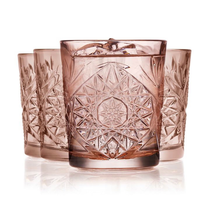 Soft rose blush double old fashioned glass perfect for mixed drinks and fine spirits