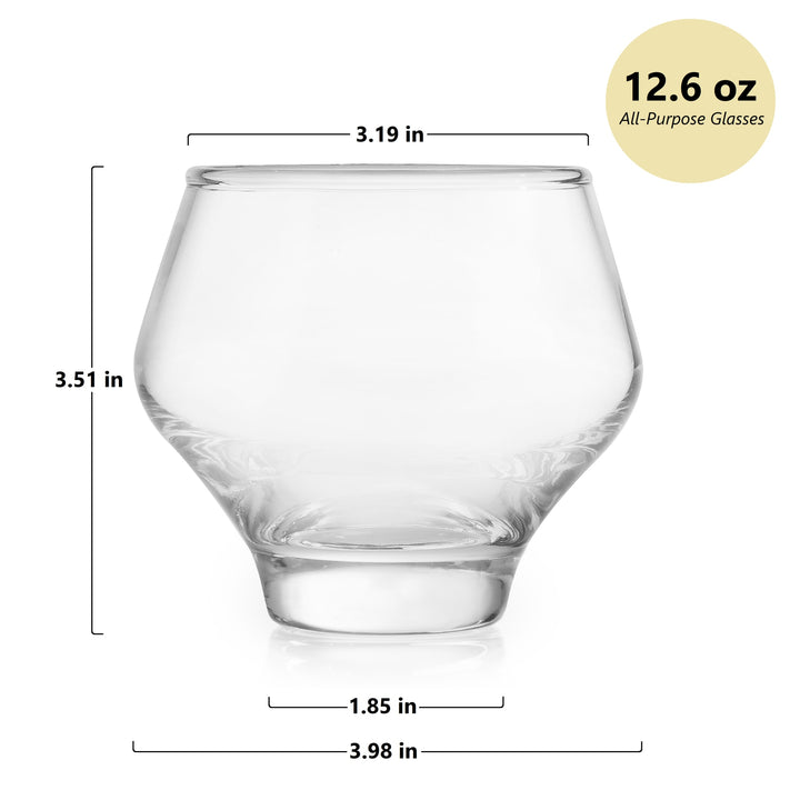 Vasos apilables sin tallo para bebidas espirituosas multiusos Mezcal de Libbey, 12,6 onzas, juego de 4