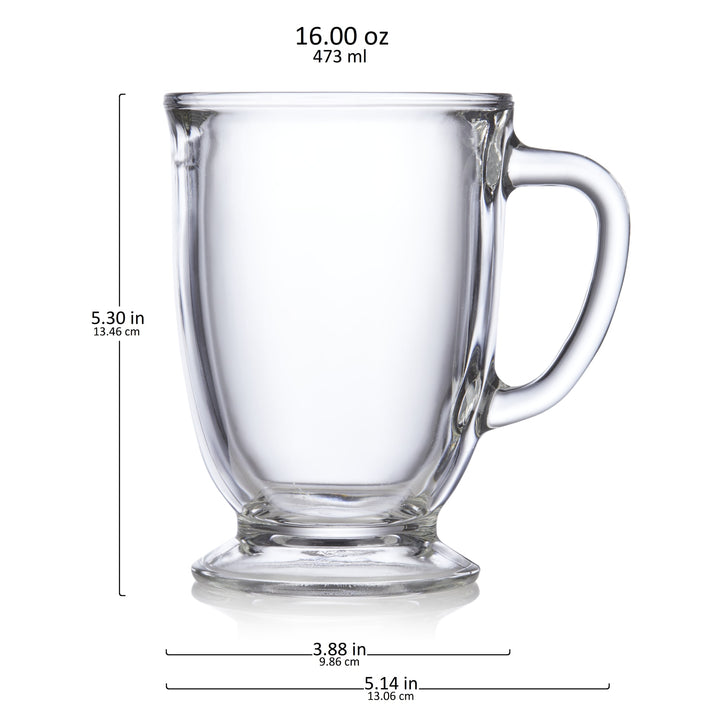 Libbey Kona tazas de café de vidrio, 16 onzas, juego de 6