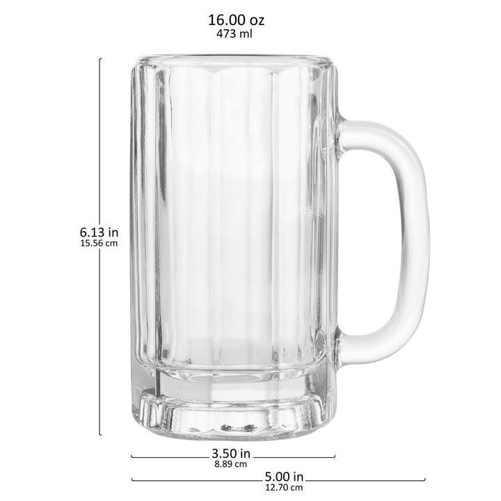 Libbey Heidelberg Glass Beer Mugs, 16 ounce, Set of 4