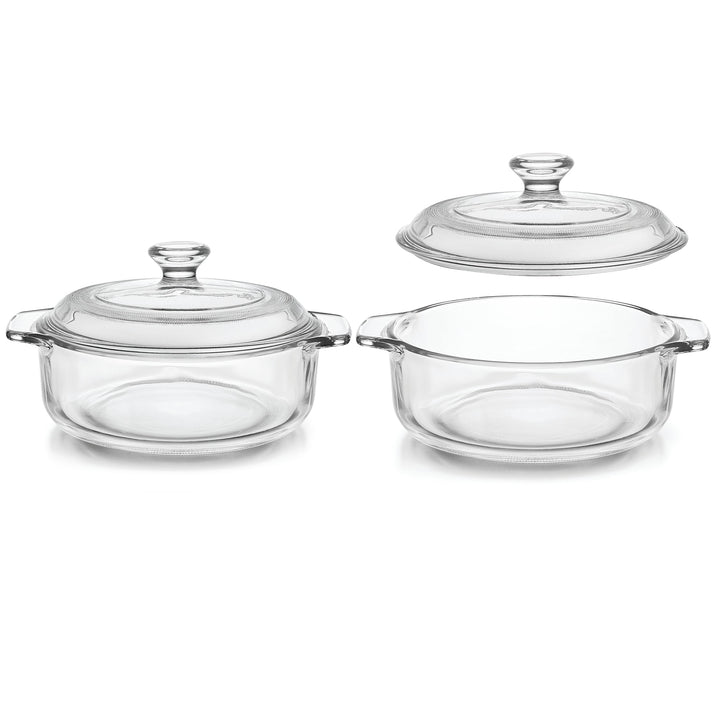 Libbey Baker's Basics 2-Piece Glass Casserole Baking Dish Set with Glass Covers