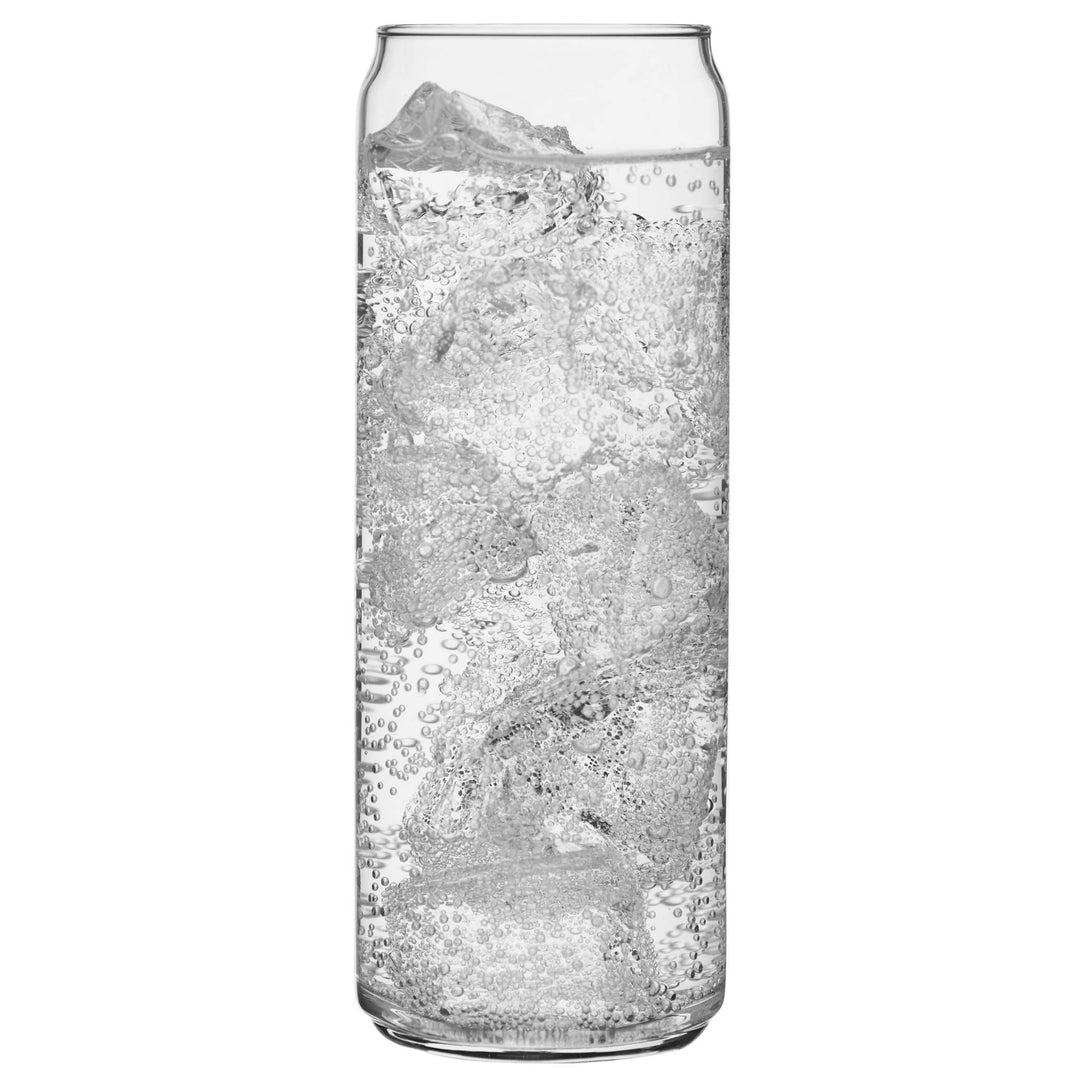 12.5 oz. skinny can glass (2.1-inch wide x 6.4-inch height) has the look of tall and sophisticated aluminum beverage cans