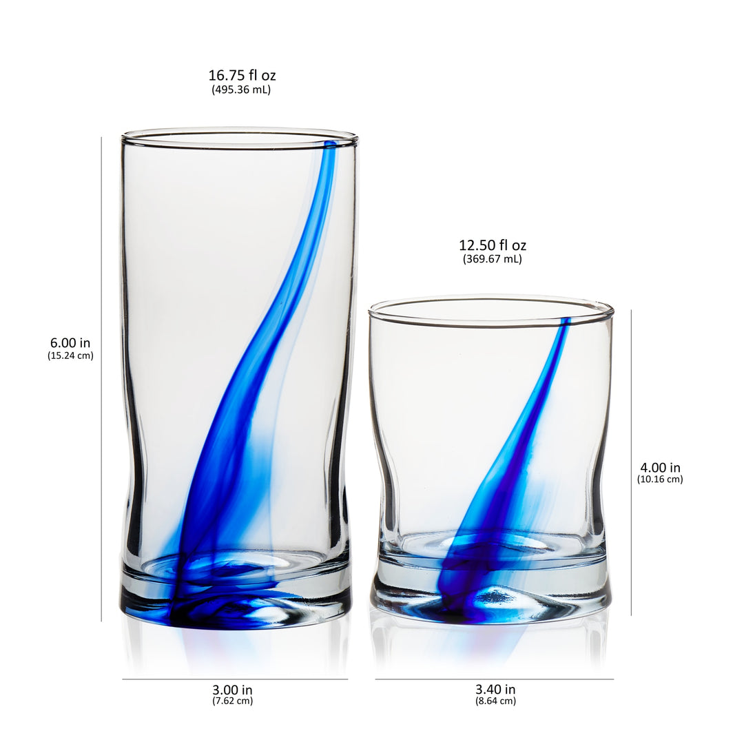 Ensemble de 16 gobelets et verres Rocks Blue Ribbon Impressions de Libbey