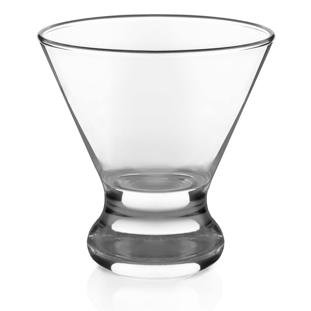 Includes 4, 8.25-ounce cosmopolitan glasses (4-inch diameter by 3.875-inch height)