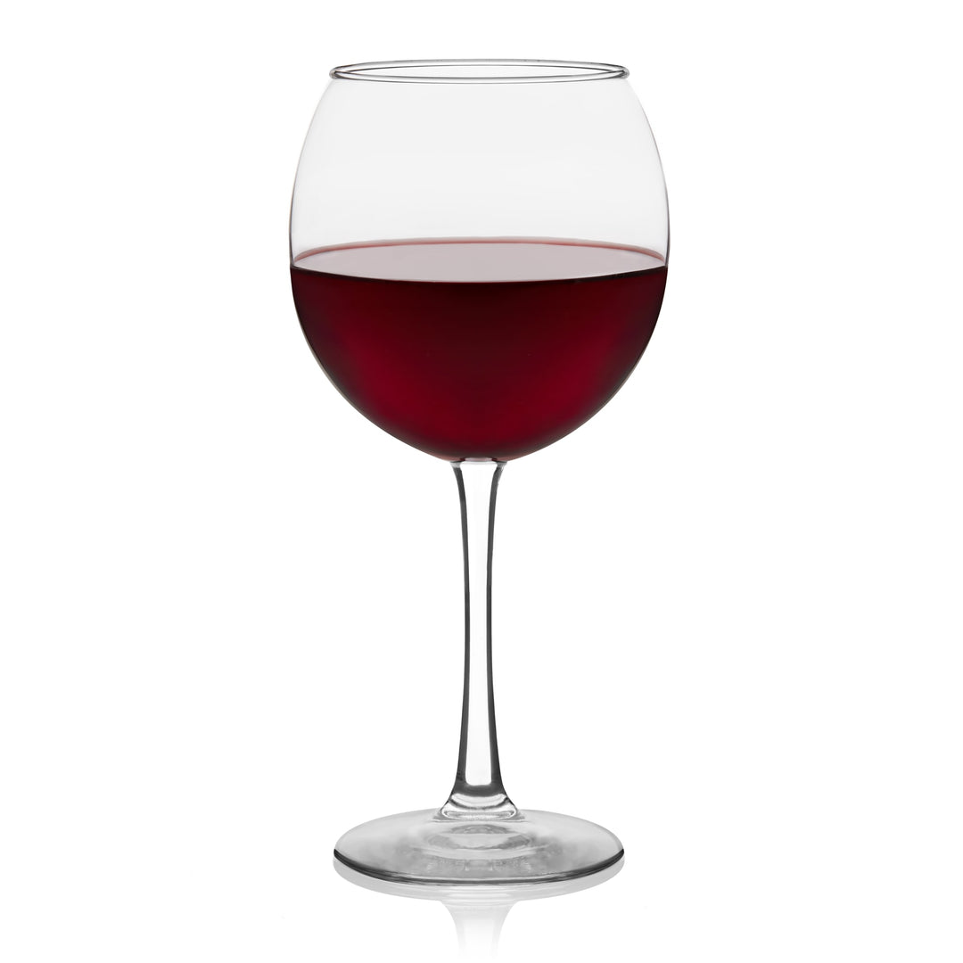 Large, round bowl enhances red wine's aroma and flavor profile; clean lines, beautiful glass clarity, and sculpted shape please the eye